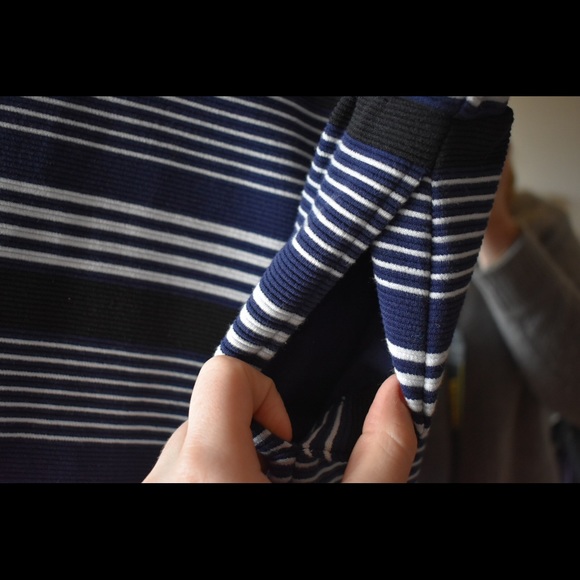 Madewell Navy and White Stripe Dress with Pockets - Picture 6 of 7